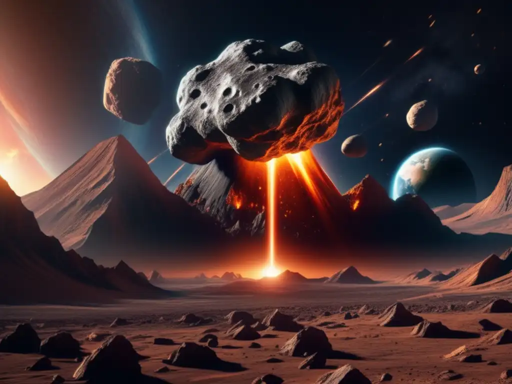 Asteroide masivo se acerca a la Tierra Asteroides desafían predicciones órbita - Imagen impactante de un asteroide masivo acercándose a la Tierra, capturando la tensión y peligro inminente