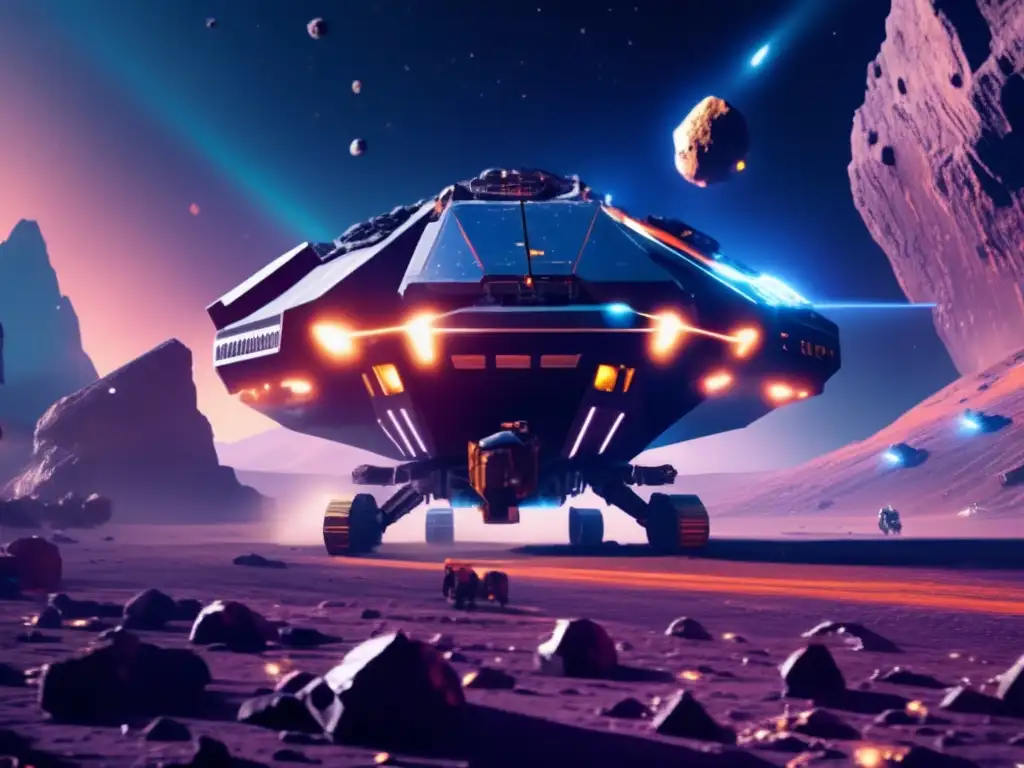 Asteroides prometedores para minería en un escenario cinematográfico de operación espacial futurista