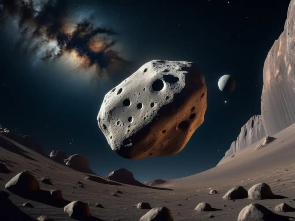 Impresionante asteroide en el espacio Composición de asteroides en el sistema solar