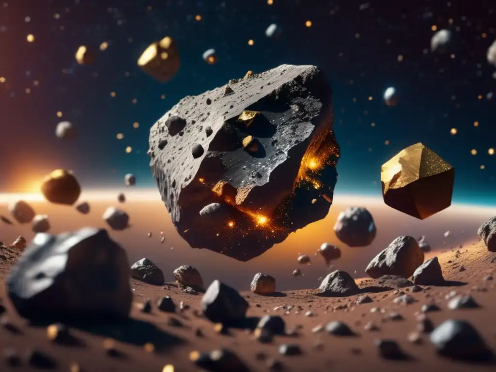 Asteroidas metálicos flotando en el espacio Asteroides tipo M y oro cósmico en el espacio