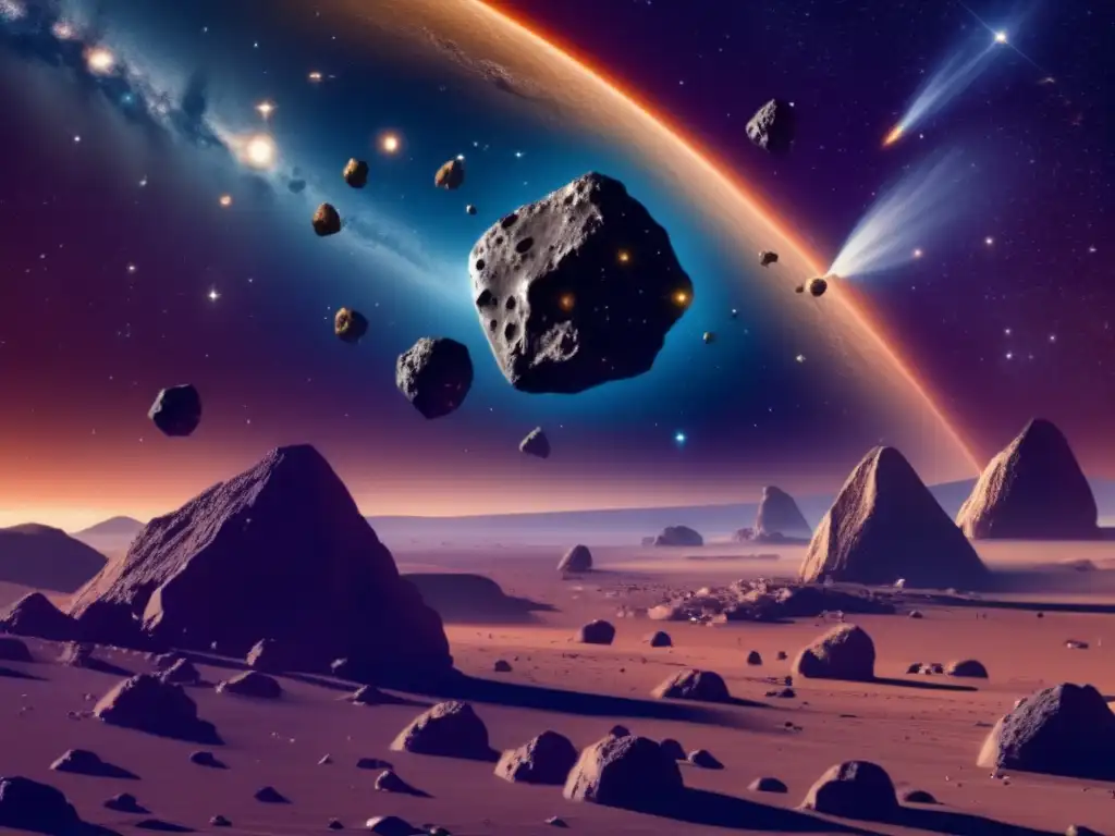 Mineria de asteroides: recursos en el espacio Asteroides troyanos, exploración cósmica: vasto espacio, recursos y maquinaria minera avanzada en asteroides y nebulosa