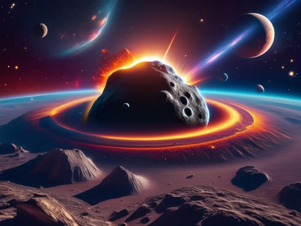 Asteroide amenazante en el cosmos Asteroido 8k impactante se acerca a la Tierra