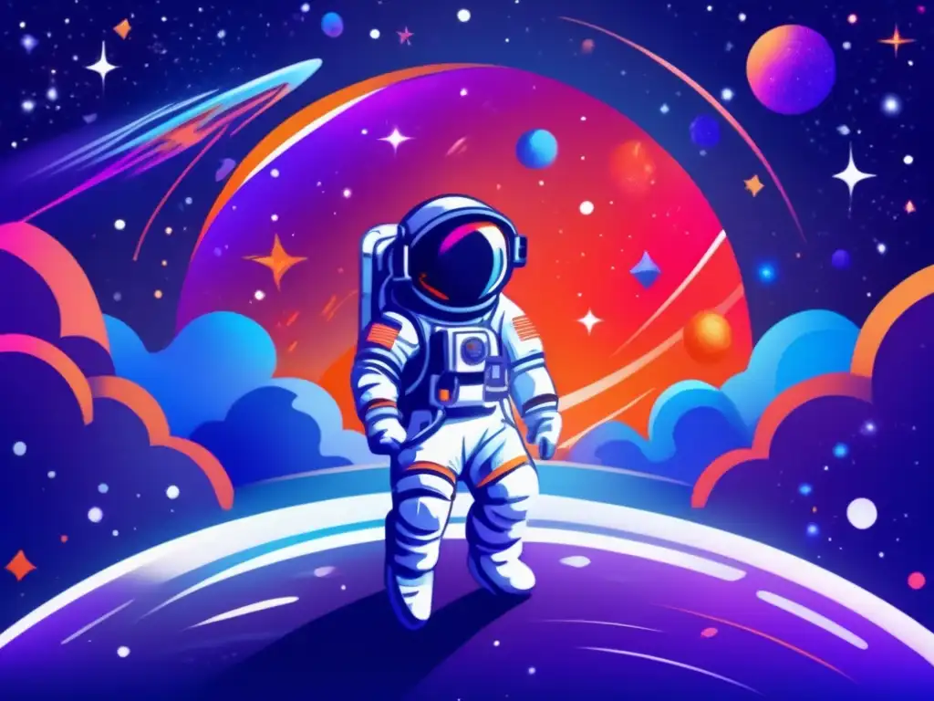 Astronauta en el espacio, impacto asteroides en la Tierra