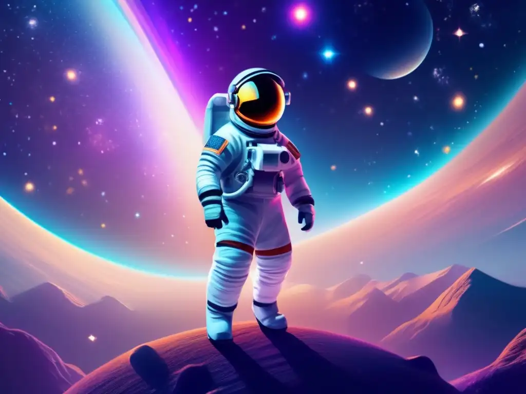 Astronauta flotando en el espacio estelar Astronauta en el espacio rodeado de galaxias y estrellas, transmitiendo la belleza y vastedad del universo