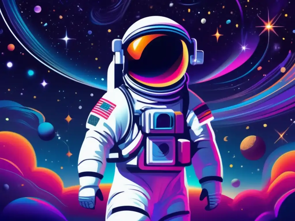 Astronauta flotando en el espacio rodeado de galaxias y estrellas