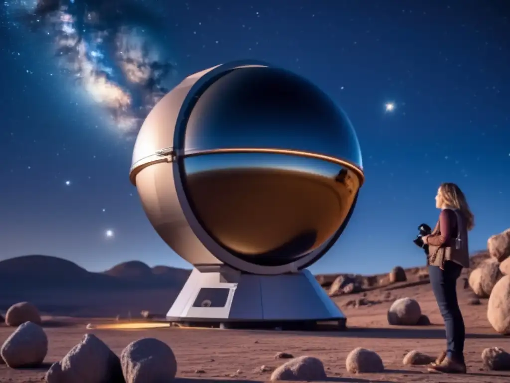 Astrónomo observando sistema asteroide binario con telescopio - Identificación asteroides binarios