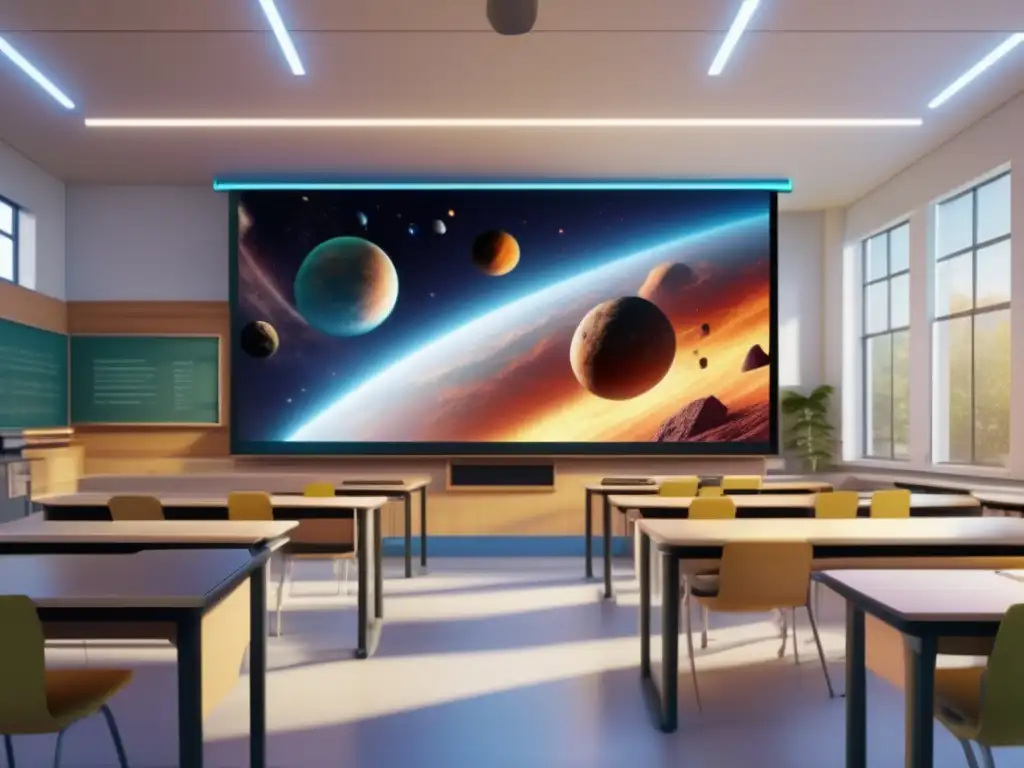 Aula vibrante con asteroideología en el currículo educativo