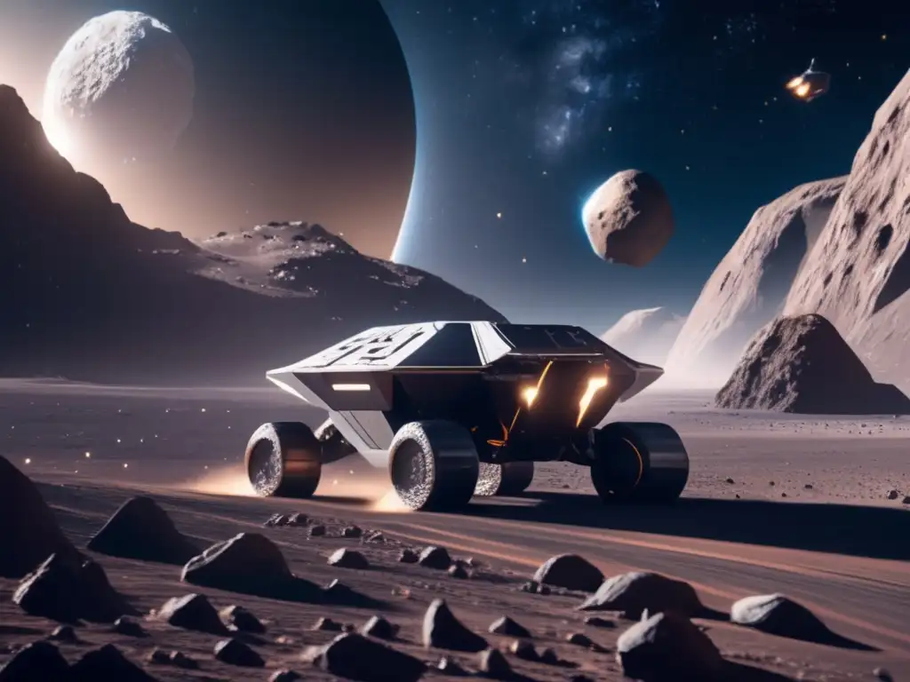 Beneficios de la explotación de asteroides: Futura minería espacial en un asteroide con avanzada tecnología