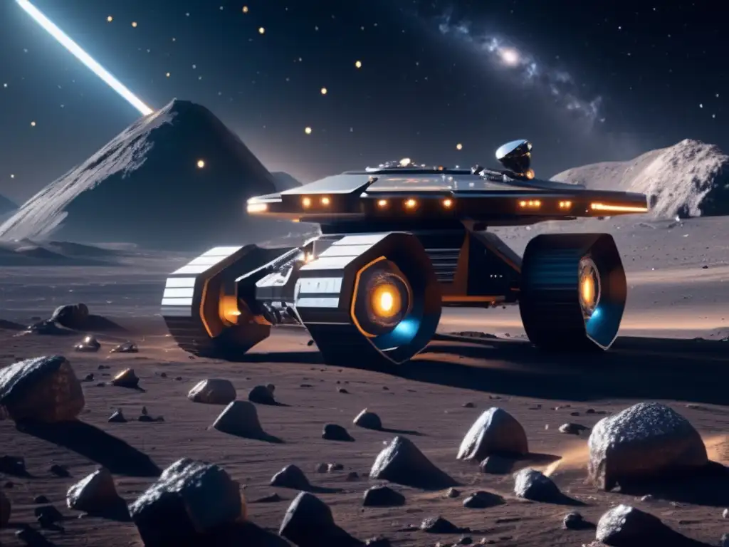 Operación minera espacial futurista en asteroide Beneficios de la explotación de asteroides: Futura minería espacial en un asteroide revela nuevos recursos