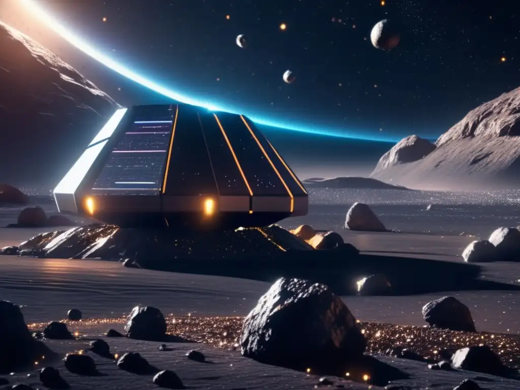 Minería espacial futurista en asteroide Beneficios de la explotación de asteroides: Futuro minero espacial revela potencial cósmico