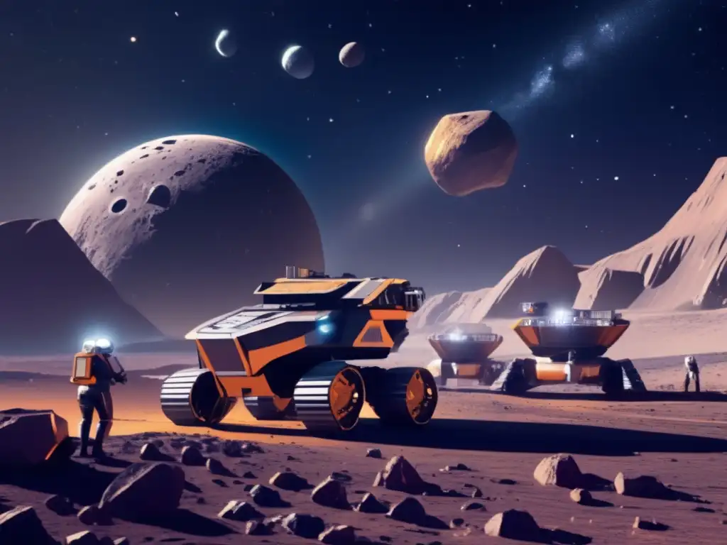 Minería futurista en asteroide basáltico Beneficios económicos de asteroides basálticos en operación minera futurista