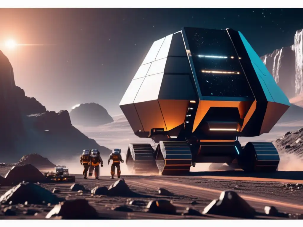 Futuro de la minería espacial Beneficios económicos de la minería espacial en una impresionante imagen 8k ultradetallada de una operación minera futurista en un asteroide