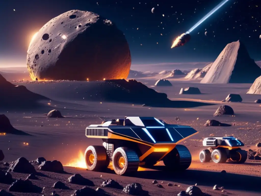 Minería espacial futurista en asteroide Beneficios económicos minería espacial en asteroide colosal