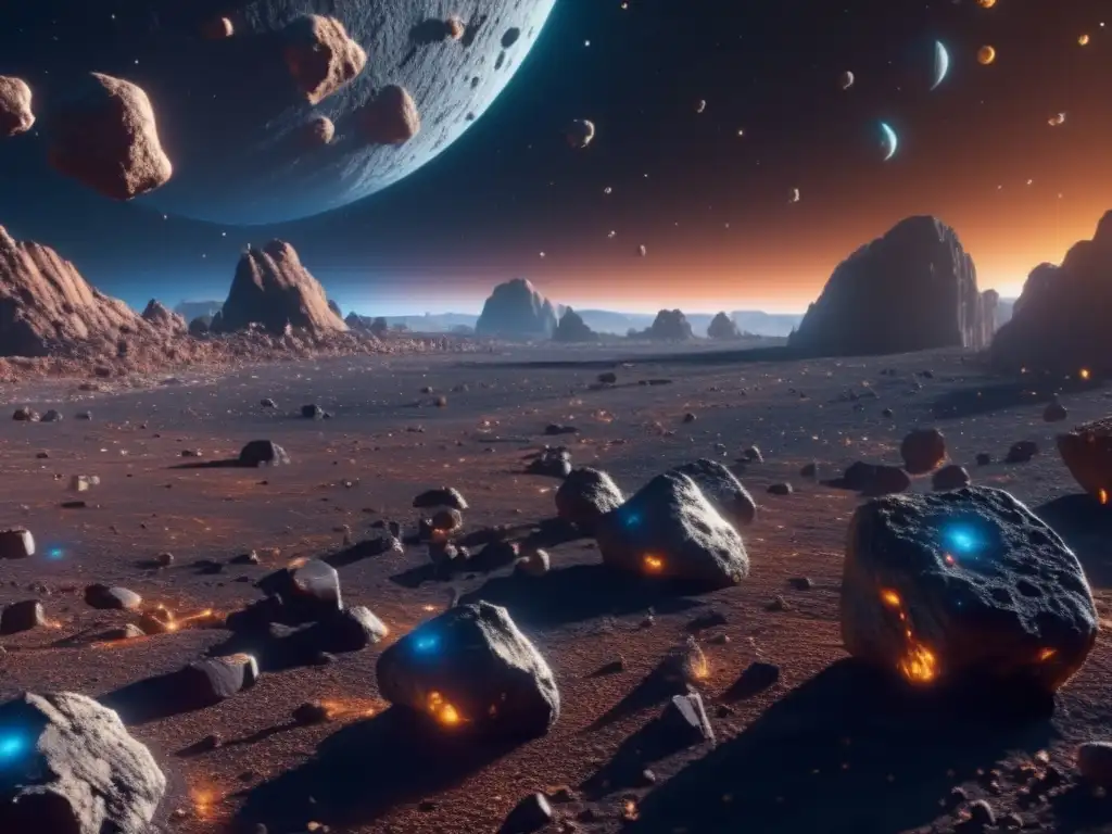 Asteroides biopoliméricos: belleza y ciencia Investigación biopolímeros asteroides en majestuoso campo asteroidal extraterrestre