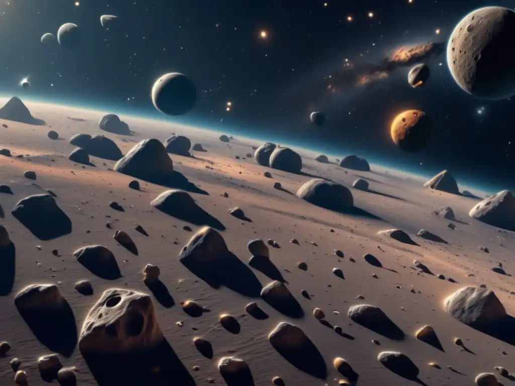 Fantástica imagen de un cinturón de asteroides en el espacio profundo Búsqueda de compuestos orgánicos en asteroides: Detalles impresionantes de un vasto y misterioso cinturón de asteroides en el espacio profundo