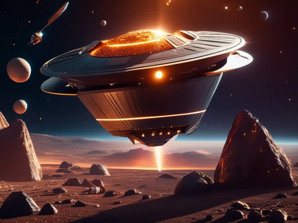 Búsqueda vida extraterrestre asteroides: nave futurista recopila datos y muestras en asteroide trojano