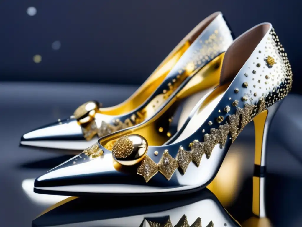 Zapatos de diseñador inspirados en asteroides Calzado de diseñador inspirado en asteroides con diseño futurista, colores espaciales y detalles celestiales