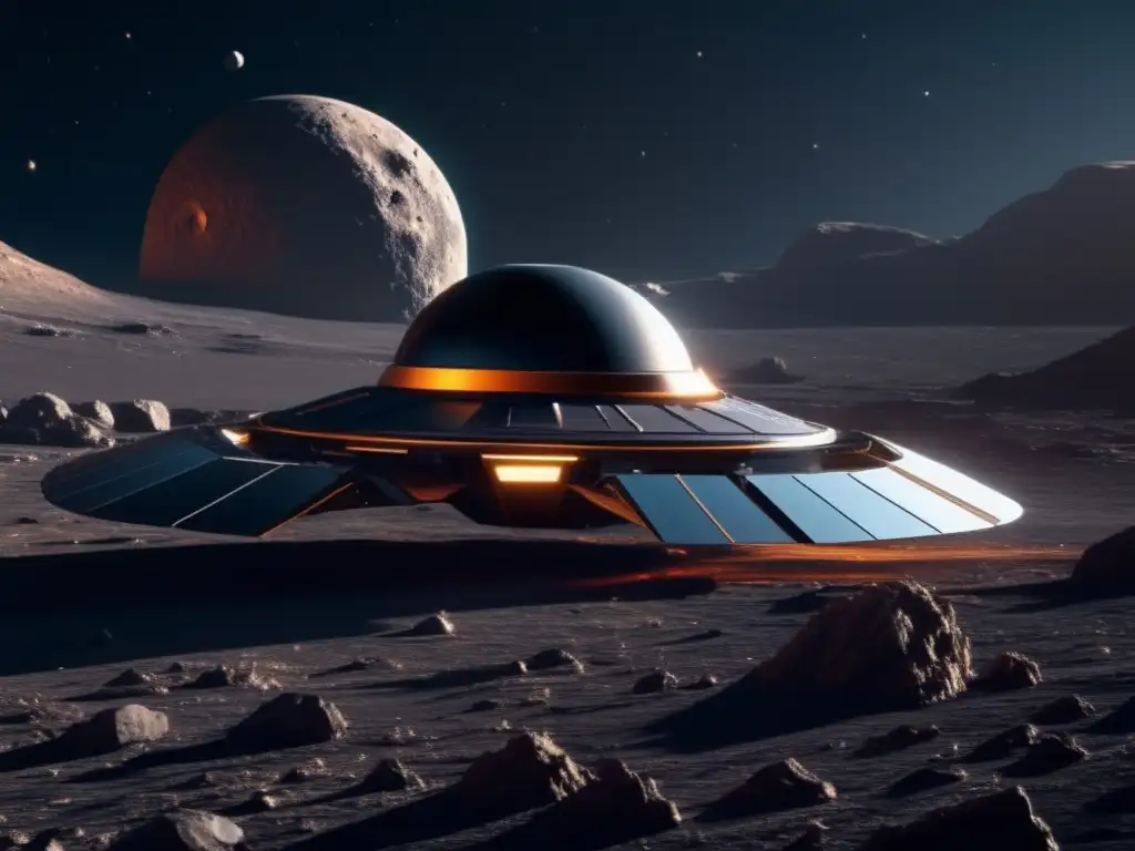 Sonda espacial futurista explorando asteroide Cambio trayectoria asteroides exploración espacial