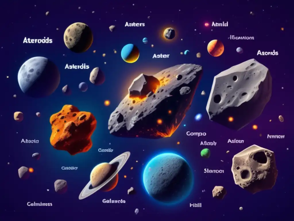 Asteroides en el espacio Características distintivas de asteroides flotando en el espacio