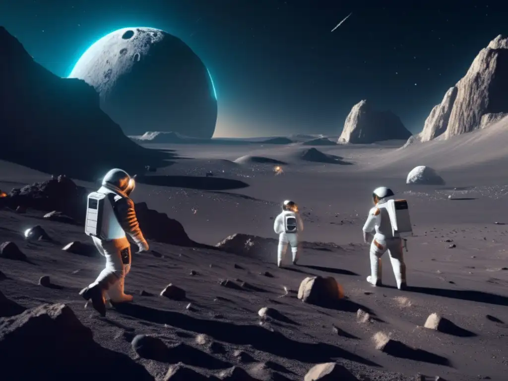 La carrera espacial del siglo XXI: Recursos de asteroides en imagen de alta definición 8k, muestra operación minera futurista