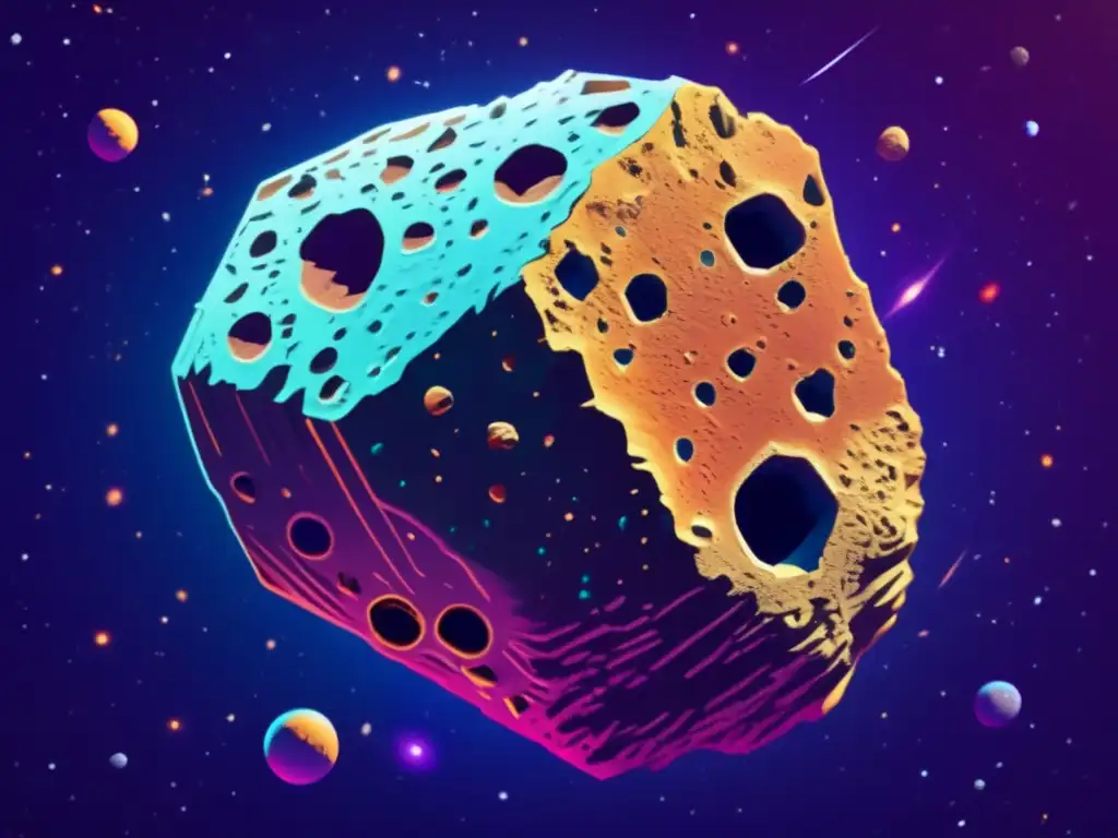 Causas forma irregular asteroides, imagen detallada de un gran asteroide con texturas y características únicas en el espacio