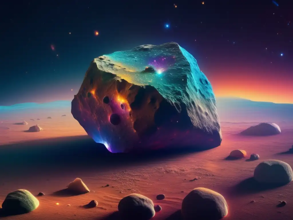 Intrigante composición del asteroide Centaur en detalle Composición asteroide Centauros, superficie intrincada y colorida