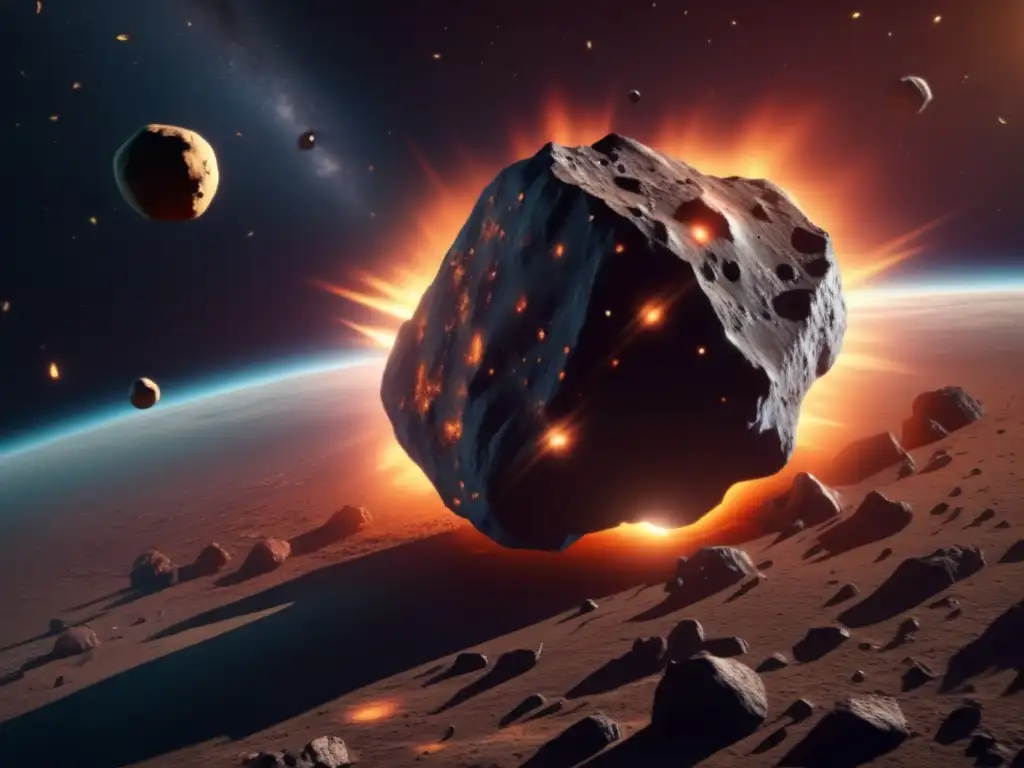 Impresionante asteroide 8k en el espacio Encuentro cercano asteroide: preparación meticulosa