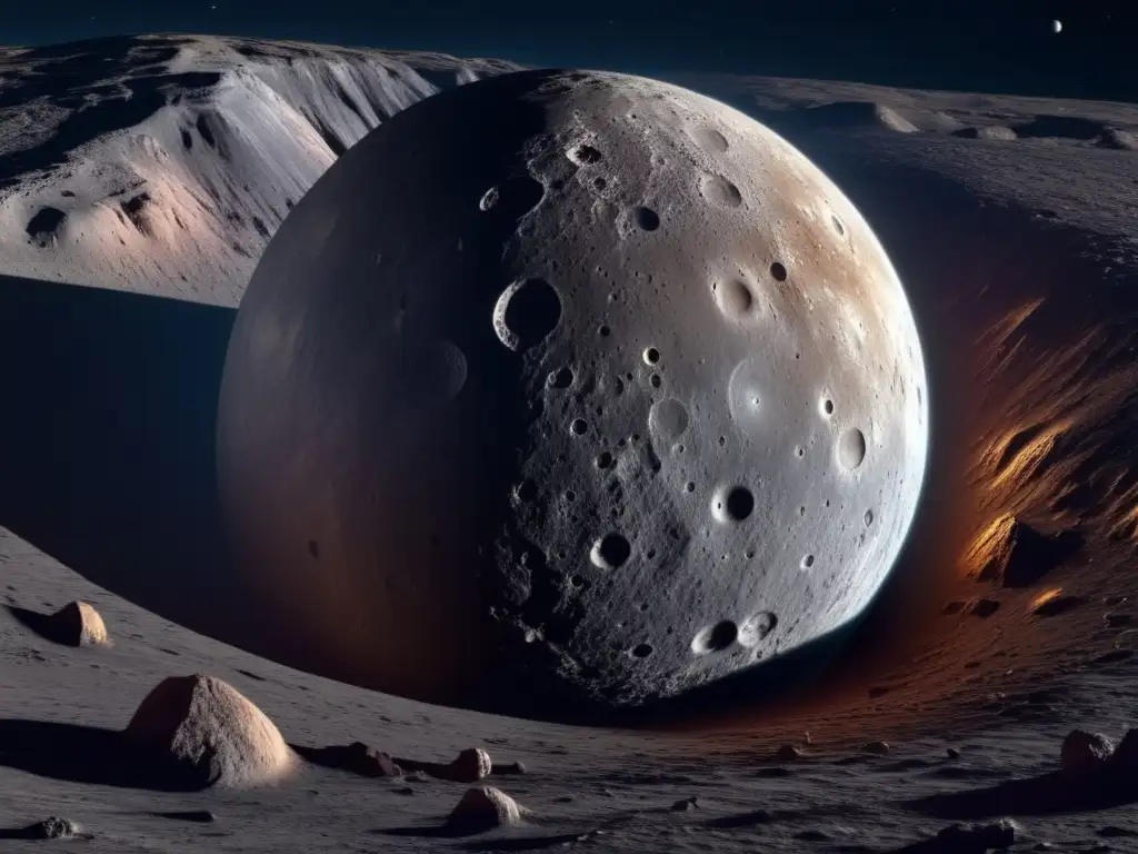 Detalles geológicos de Ceres en el espacio Ceres: geología, terreno, texturas, montañas, valles, llanuras, puntos brillantes, misterio, historia, cinturón de asteroides