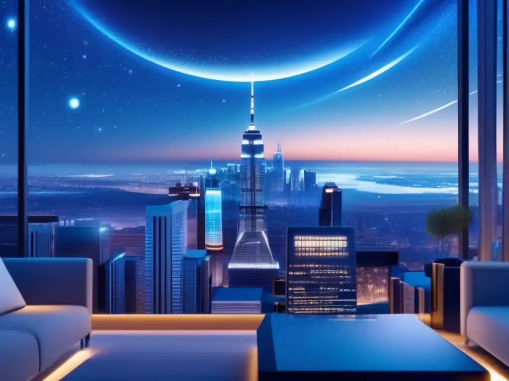 Futurista ciudad con asteroide Ciudad futurista con cultos y rituales asteroides