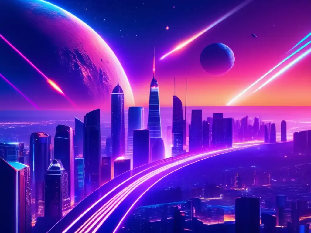Ciudad futurista nocturna