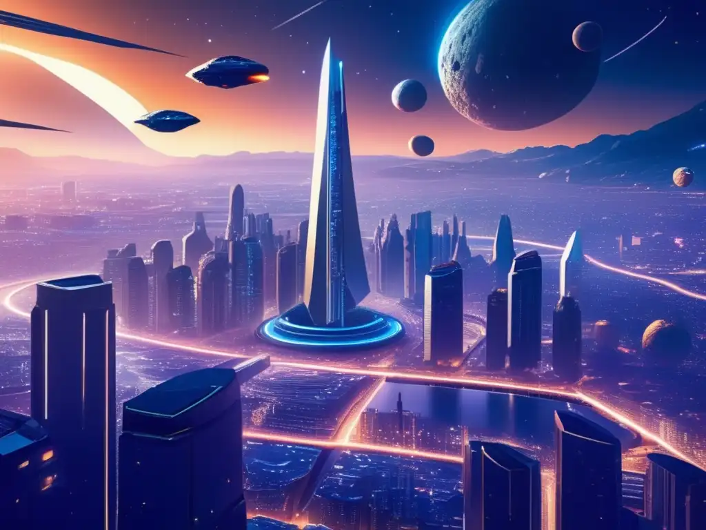 Futurista ciudad entre asteroides Ciudad futurista en asteroides: Transformación social mediante explotación de asteroides
