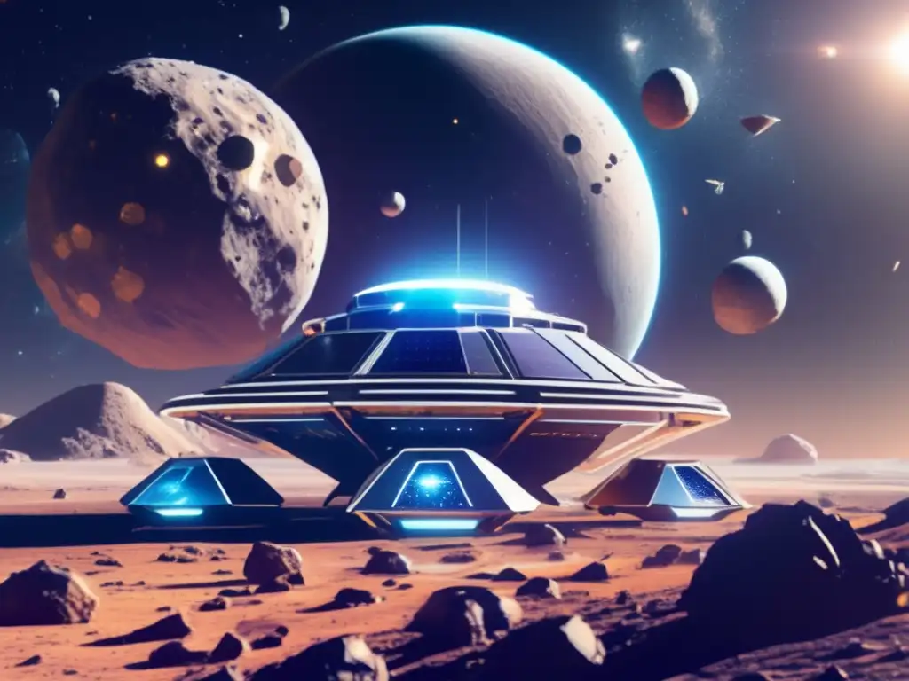 Colonia minera espacial futurista rodeada de asteroides Colonia minera espacial futurista rodeada de asteroides - Marco Legal Minería Espacial Responsable