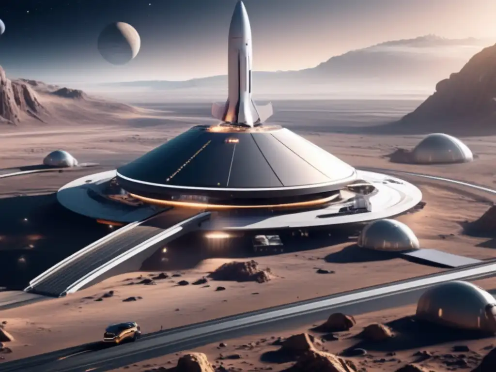 Espectacular espacioporto en asteroide Comercio espacial de recursos asteroidales en una moderna estación espacial en asteroide