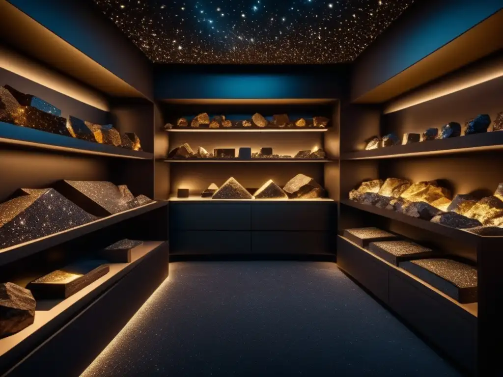 Tesoro oculto: el comercio ilegal de meteoritos Comercio ilegal de meteoritos: una imagen impactante revela una sala clandestina llena de meteoritos deslumbrantes de formas y colores cautivadores