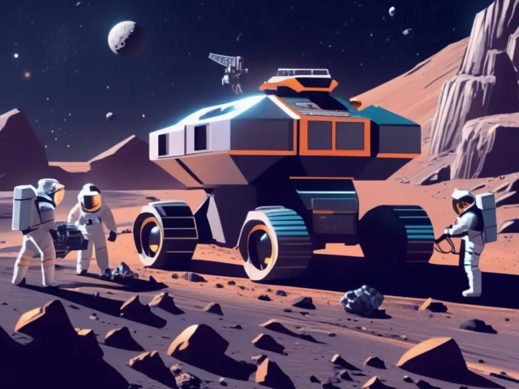 Competencia internacional recursos asteroides: Minería espacial futurista en un asteroide