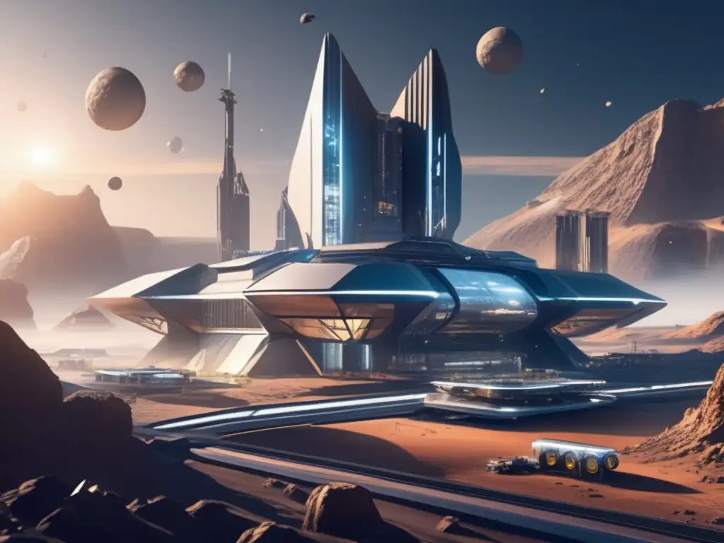 Complejo industrial futurista en asteroide Complejo industrial futurista en asteroide: Transporte de minerales asteroidales