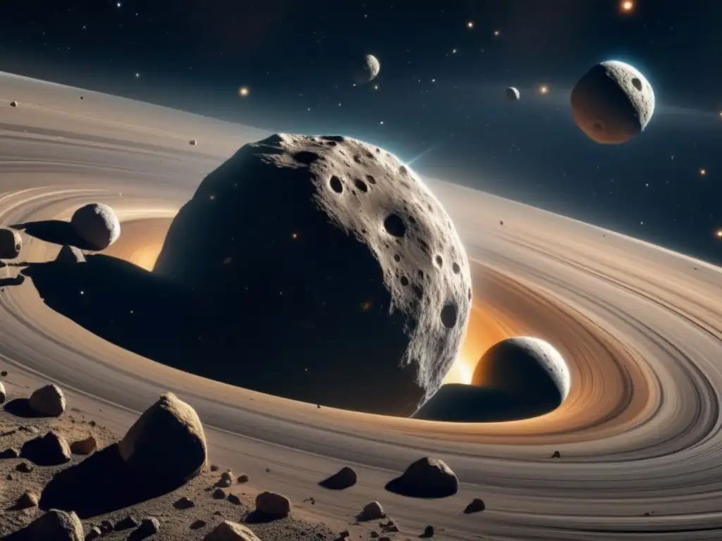 Esplendor del cinturón de asteroides Composición del cinturón de asteroides y su belleza fascinante en una imagen 8K ultradetallada del espacio