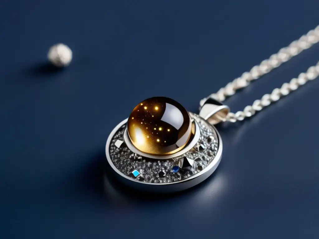 Collar asteroide: joyería contemporánea inspirada en el cosmos Joyería contemporánea con asteroides: Collar moderno de plata con diseño inspirado en asteroides y una deslumbrante gema estelar