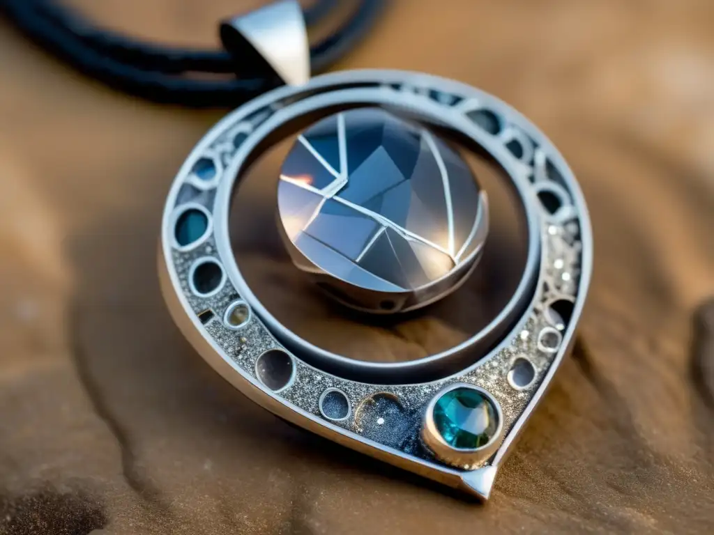 Collar astral de plata con gemas Joyería contemporánea con asteroides: collar de plata pulida con gemas celestiales, sapphires azules, opales brillantes y diamantes deslumbrantes