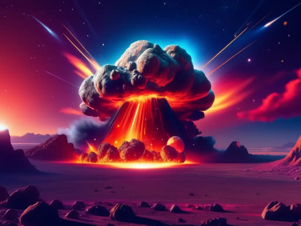 Impacto de asteroide en la Tierra Explorando cráteres de impacto antiguos: impresionante imagen 8k de un asteroide en colisión con la Tierra