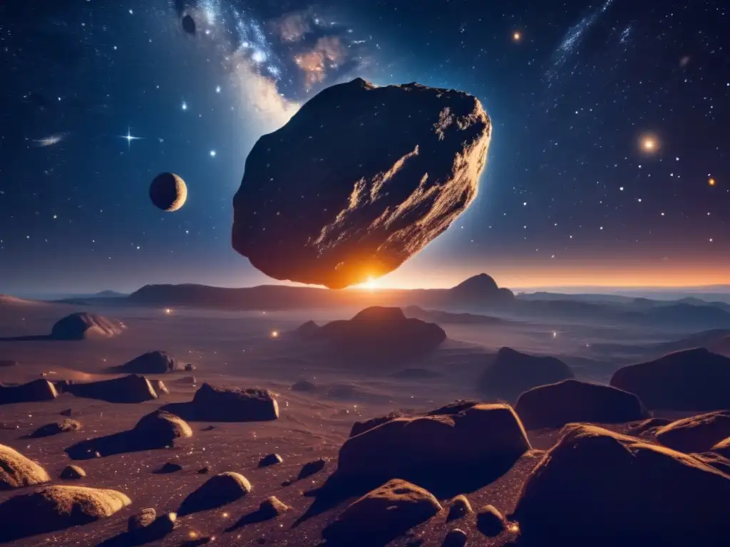 Asombroso asteroide y ceremonia Cultos y rituales asteroides - Imagen estelar nocturna con asteroides y seres devotos