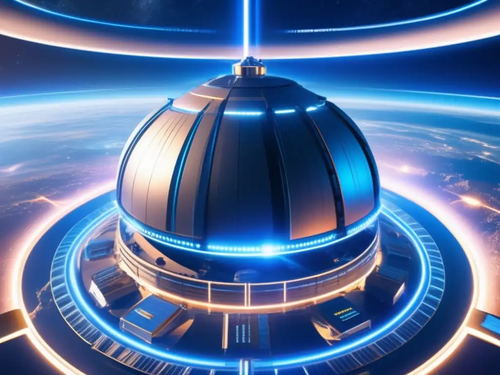 Defensa planetaria contra asteroides en estación espacial futurista