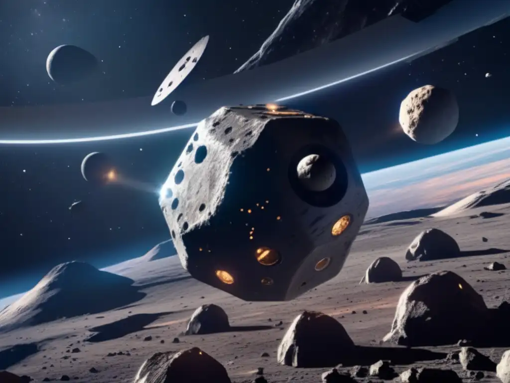 Inversión en defensa planetaria: Estación espacial futurista y asteroide, protegiendo economías de amenazas