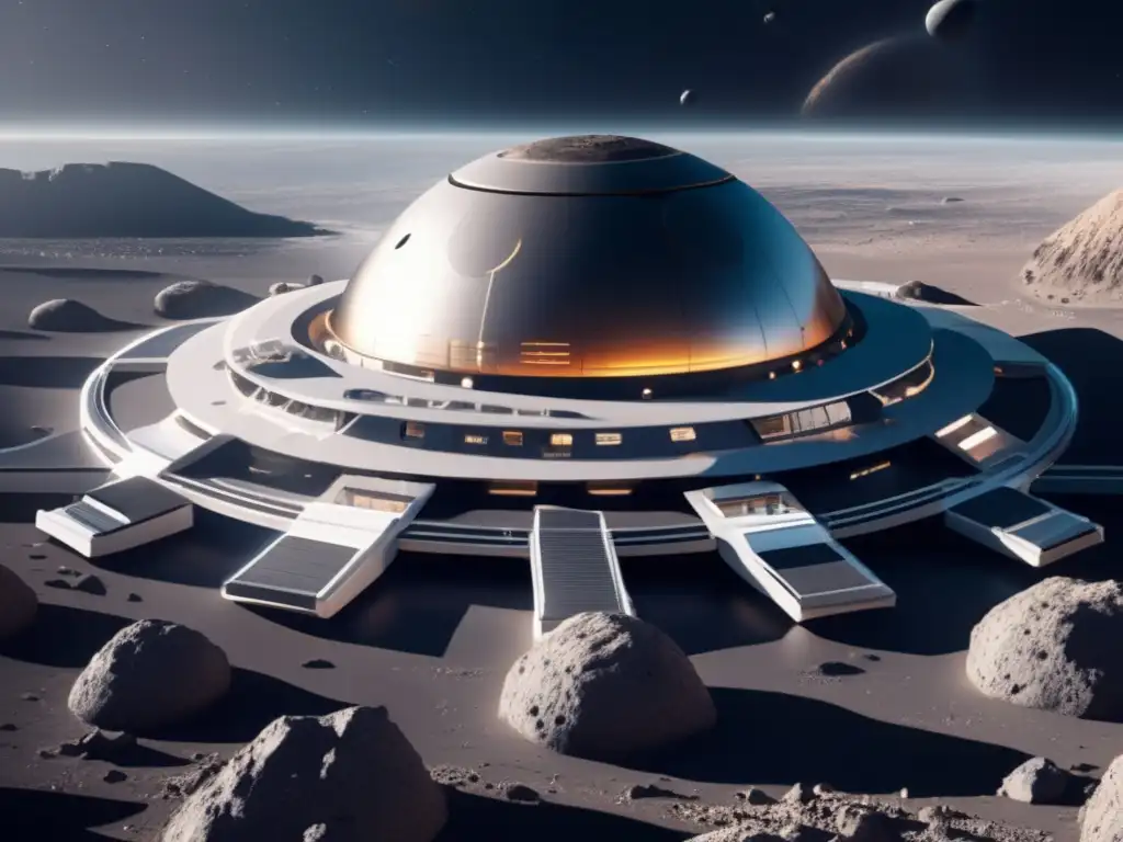 Hábitat espacial futurista en asteroide con actividades educativas Desarrollo infantil en el espacio: Asteroide hábitat crecimiento