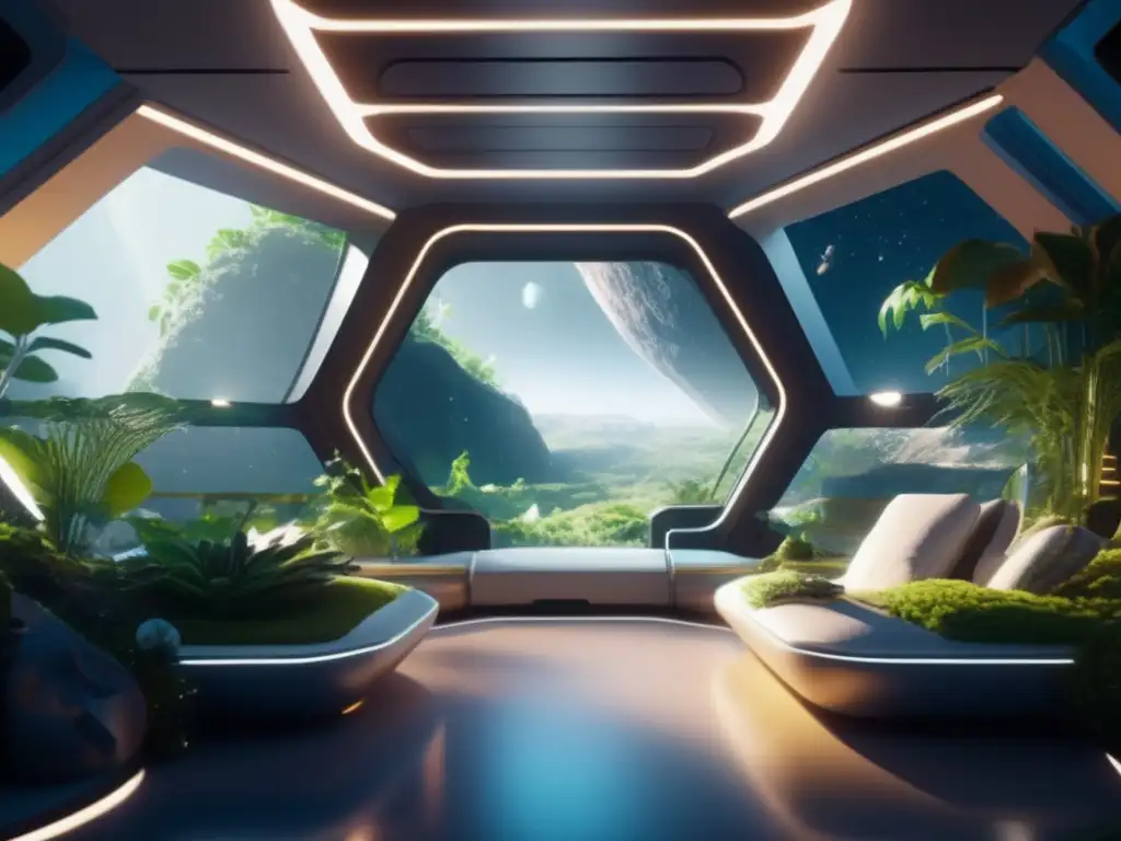Hábitat espacial futurista en asteroide con niños y tecnología avanzada Desarrollo infantil en el espacio: Asteroide hábitat crecimiento