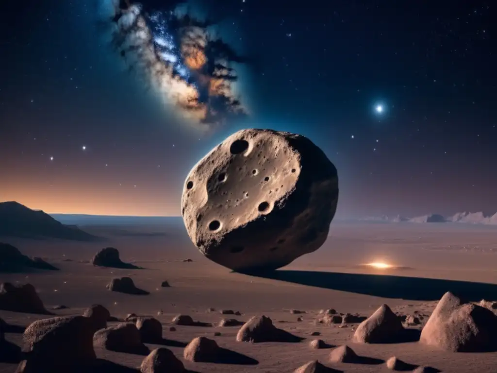 Majestuosidad del asteroide Chariklo en el cosmos Descubrimiento de anillos en asteroide Chariklo en el cosmos