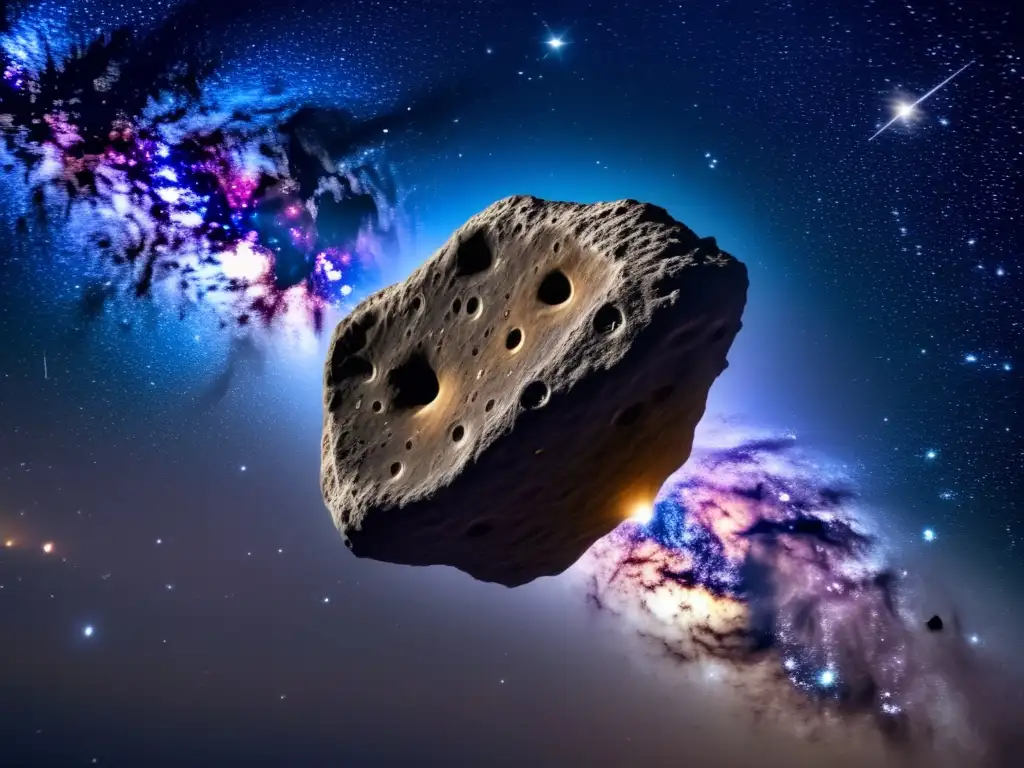 Arrokoth: Asteroide helado en el espacio Descubrimiento del asteroide Arrokoth más allá de Plutón: imagen impresionante del asteroide en el espacio, rodeado por la Vía Láctea