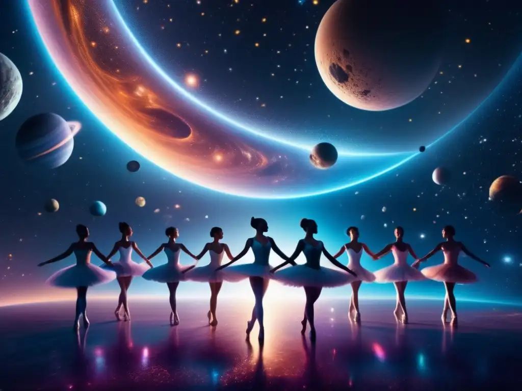 Ballet cósmico: estrellas, asteroides y danza Descubrimiento de asteroides en el universo: Ballet cósmico fascinante de 8k con danzantes etéreos y estelas de polvo estelar