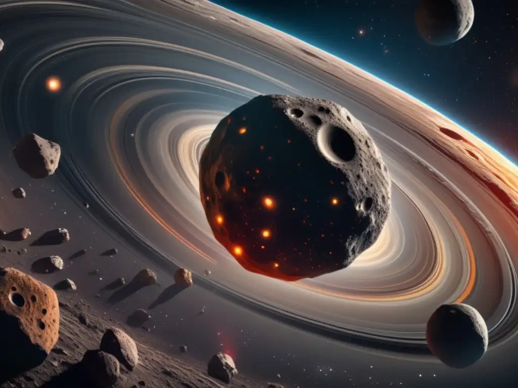 Maravillosa vista del cinturón de asteroides Descubrimiento de asteroides casero: Imagen impresionante 8k de los asteroides en el espacio, con colores vibrantes y detalles sorprendentes