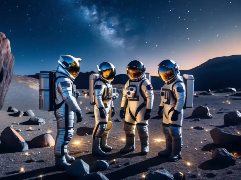 Descubrimiento de asteroides: científicos explorando un rico asteroide, revelando su importancia futura